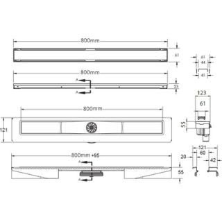 Душевой лоток Berges Wasserhaus B1 Antik 090026 80 Матовый хром